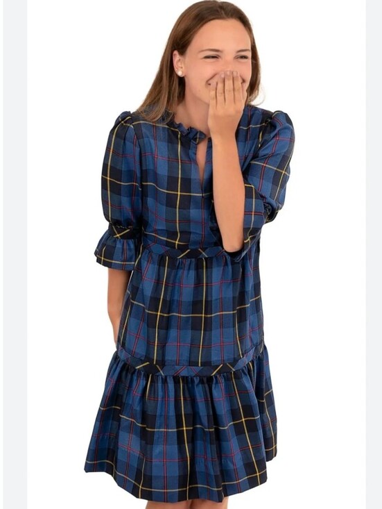 Gretchen Scott Designs Dresses & Skirts - GRETCHEN SCOTT Teardrop Dress- Plaidly Cooper In Navy
